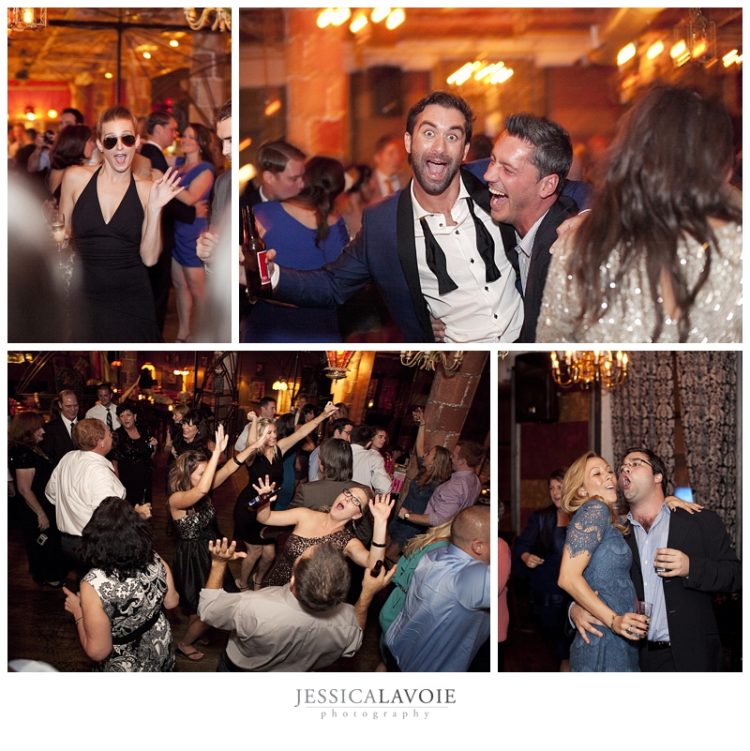 Wedding guests dancing and celebrating during lively reception party collage
