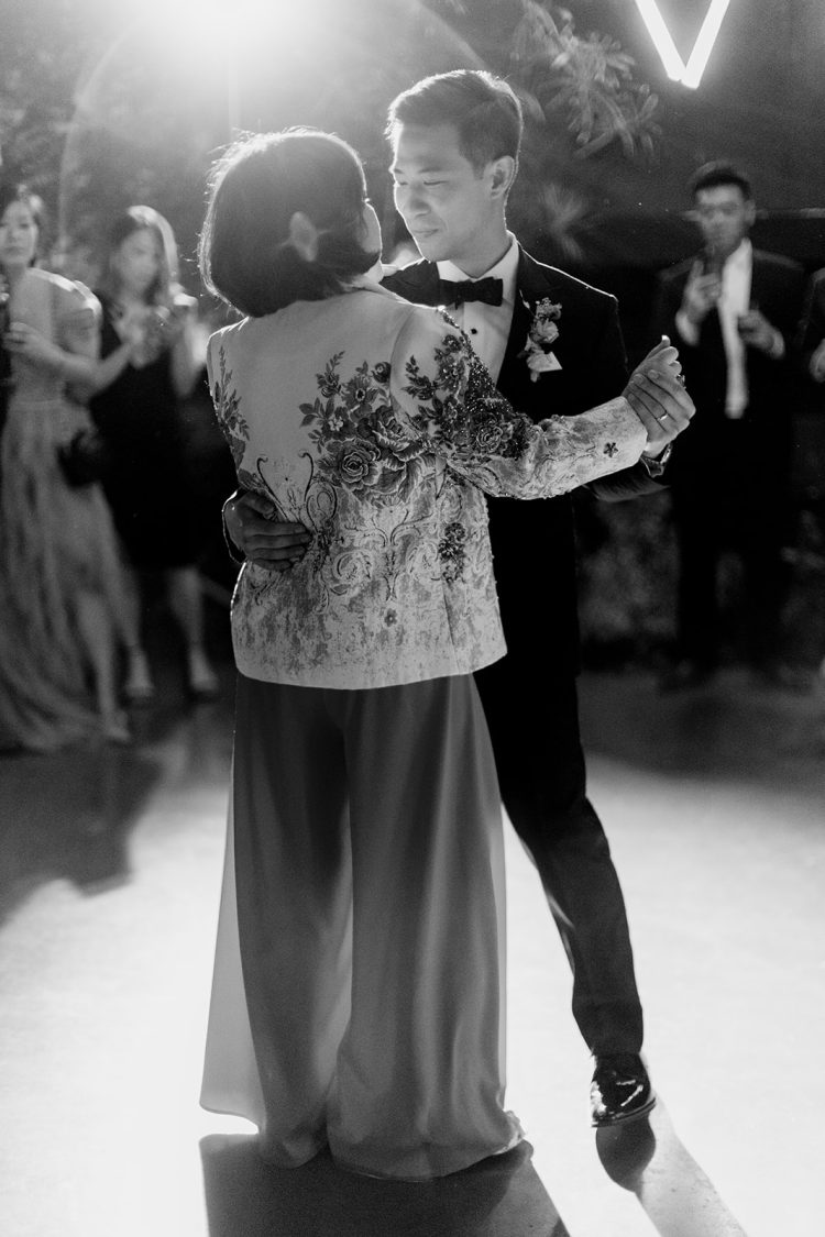 Groom sharing Mother-Son dance during wedding reception.
