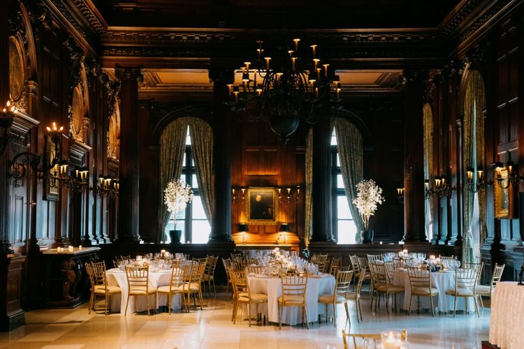 Elegant wedding reception setup at The University Club.
